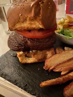 Portobello burger. at Arbol de Seda in San Jose