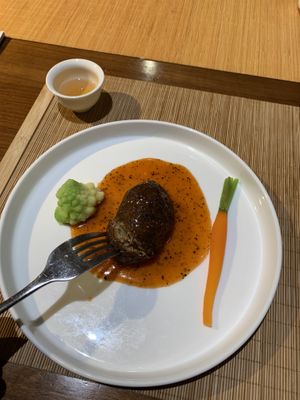 Steak imitation. Crazy texture!  at Qing Ya Cha Su - 青雅茶素 in Hangzhou