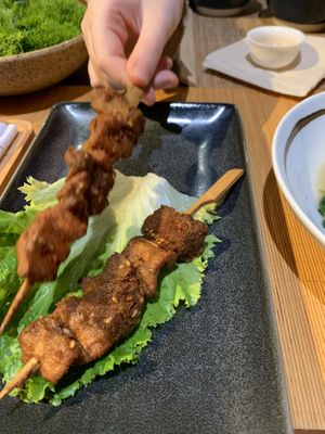Lion’s mane skewers  at Qing Ya Cha Su - 青雅茶素 in Hangzhou