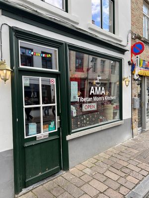 Outside  at Ama Tibetan Mom's Kitchen in Bruges