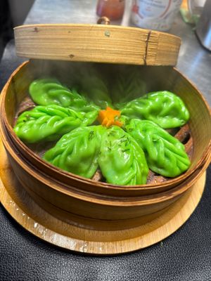 Steamed vegan momo at Ama Tibetan Mom's Kitchen in Bruges