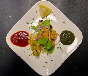 Vegan pakora  at Ama Tibetan Mom's Kitchen in Bruges