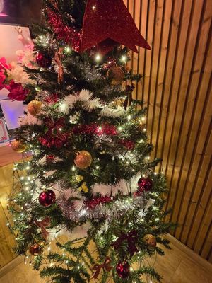 Christmas decoration at Ama Tibetan Mom's Kitchen in Bruges