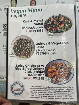 Vegan menu  at Healthy Bear in Bangkok