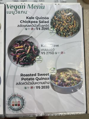 Vegan menu  at Healthy Bear in Bangkok