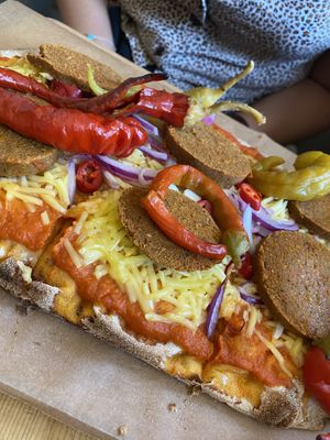 Mit Veganer Tofu Wurst...  at Sicily Cafe in Prague