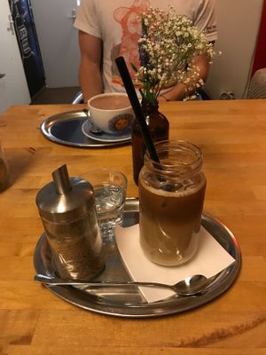 Iced latte with soy at Sicily Cafe in Prague