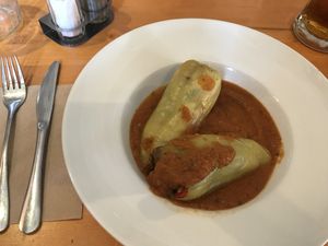 Very tasty stuffed peppers  at Sicily Cafe in Prague