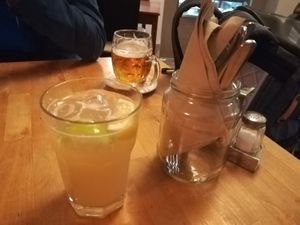 Ginger lemonade and craft beer at Sicily Cafe in Prague