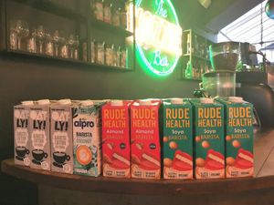 Good selection of plant milks at KOZZEE in London