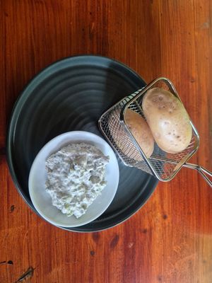 Potatoes with Bibeliskäs at Lebenshof MutimBauch in Ottenhoefen Im Schwarzwald