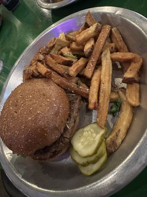 Neil Young with Impossible burger and fries  at Rodeo Goat in Rockwall