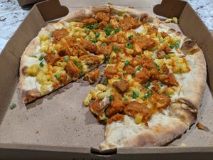 The vegan nick fury pizza at Flying Saucer Pizza Company in Salem