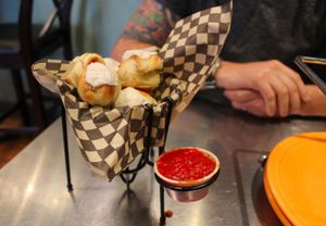 Space balls with Teese vegan cheese! at Flying Saucer Pizza Company in Salem