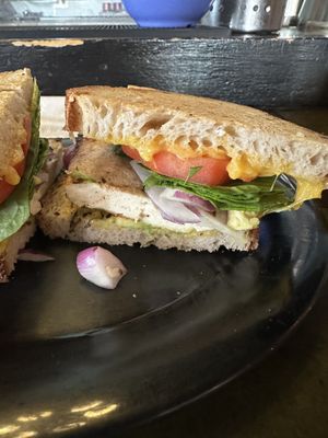 Vegan tofu breakfasts sandwich   at Gulu-Gulu Cafe in Salem