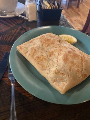 Vegan crepe with tofu, tomato, cheese   at Gulu-Gulu Cafe in Salem