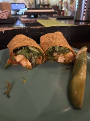 Delta force on tomato wrap  at Gulu-Gulu Cafe in Salem