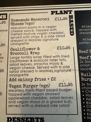 Some of the vegan options but there were several more  at Markie Dans in Oban