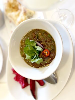 Lobio (Georgian bean stew) with Imeretian pickles at Lali - Kitchen & Bar in Yerevan