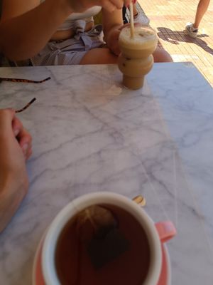 Tea and iced latte at Morning People in Marbella
