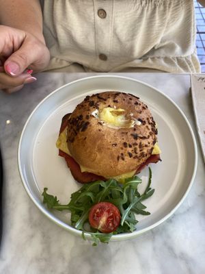 Breakfast bagel  at Morning People in Marbella