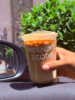 Ice latte - takeaway at Morning People in Marbella