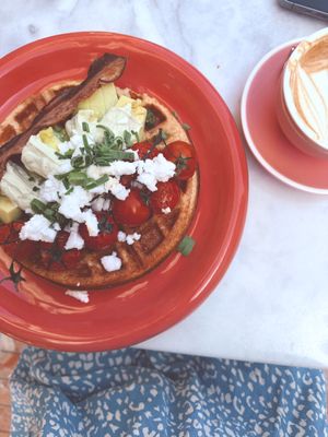 Savory waffle at Morning People in Marbella