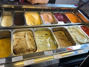 Selection of ice creams at Surf Shop Roastery in Hamburg