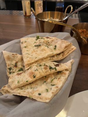 Vegan Garlic Naan  at Laila Indian Cuisine in Asheville