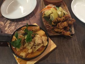vegan satay and coconut kari at Banana Tree - Westbourne Grove in West London