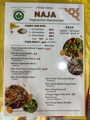 menu 1  at Naja Vegetarian in Surat Thani
