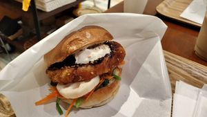 Wheel Shaped Fu Burger at La Vigne Akiko - Sunshine City in Tokyo