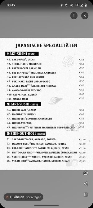 Siehe vegane Kennzeichnung, die Allergene sind durchgehend zuverlässig angegeben, das Personal kann gut beraten at Fukiheian in Weil Der Stadt
