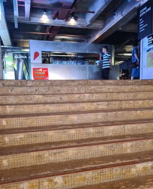 Right up these stairs at Licky Chan @ RexKL in Kuala Lumpur