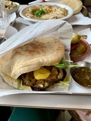 Pita sabbich and hummus plate.   at Balabait  in Berlin