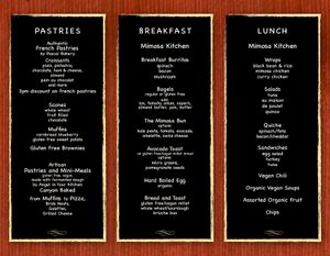 Menu Page 2 at Cafe Mimosa in Topanga