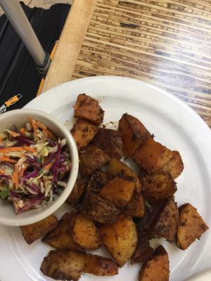 Breakfast potatoes and coleslaw at MSP - French Meadow Bakery & Cafe - T1 in Minneapolis