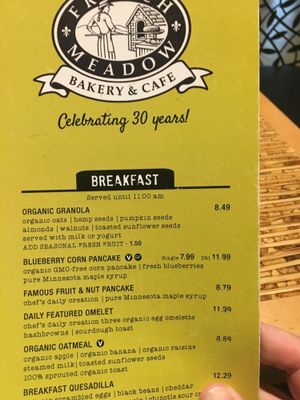 Menu at MSP - French Meadow Bakery & Cafe - T1 in Minneapolis