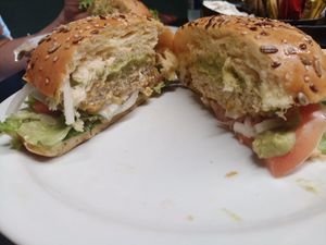 Vegan burguer at Villa Bella in Pontevedra