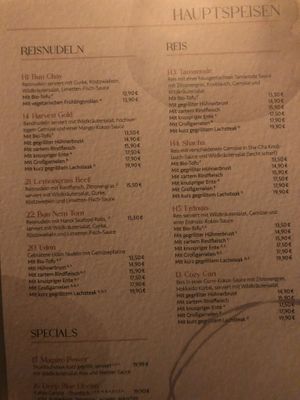 Speisekarte Hauptgerichte Reis / menu main dishes with rice  at Ông Lê in Straubing