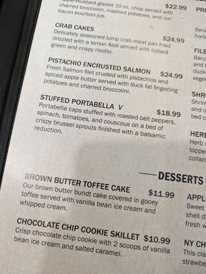 Partial menu at Oxley House in Elkins