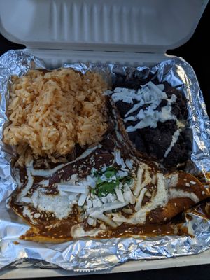 Enmolada and tamales at Vegano Mexicano in Portland