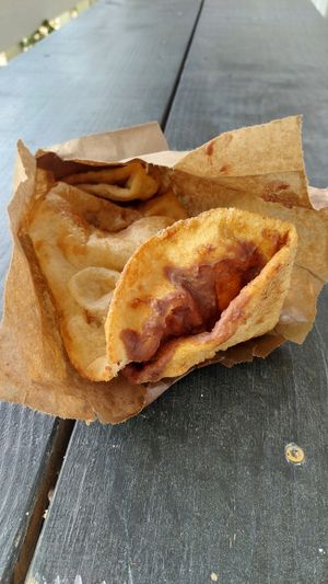 Fry jacks with beans at Jenny's To Go Food in Caye Caulker