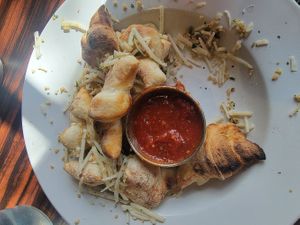 Garlic Knots made vegan by substituting cheese and removing butter at Sparky's Landing in Mount Shasta