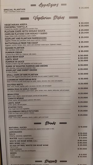 Menu at Life is Good Cartagena in Bolivar