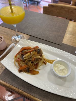 Arepa with vegetables. (Vegetarian arepa)  at Life is Good Cartagena in Bolivar