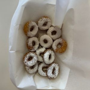 powered sugar donuts   at Chani's Donuts in San Diego