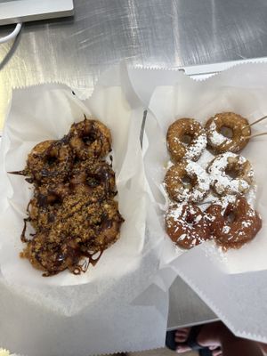 Skor bar left, lemon palloza right  at Chani's Donuts in San Diego