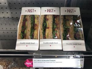 Avo, olive & tomato sandwich at SIN - Pret A Manger - T3 Transit in East Singapore