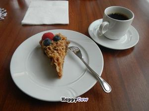 Healthy (spelt and agave?) vegan date 'caramel' cake with coffee at Silva in Eyjafjardarsveit